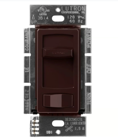 Lutron CTFSQ-FH-BR Skylark Contour Quiet 3-Speed Fan Control, No 1.5A 3-Speed Ceiling Fan, 120V, 1 Pole/3-Way, Brown Finish