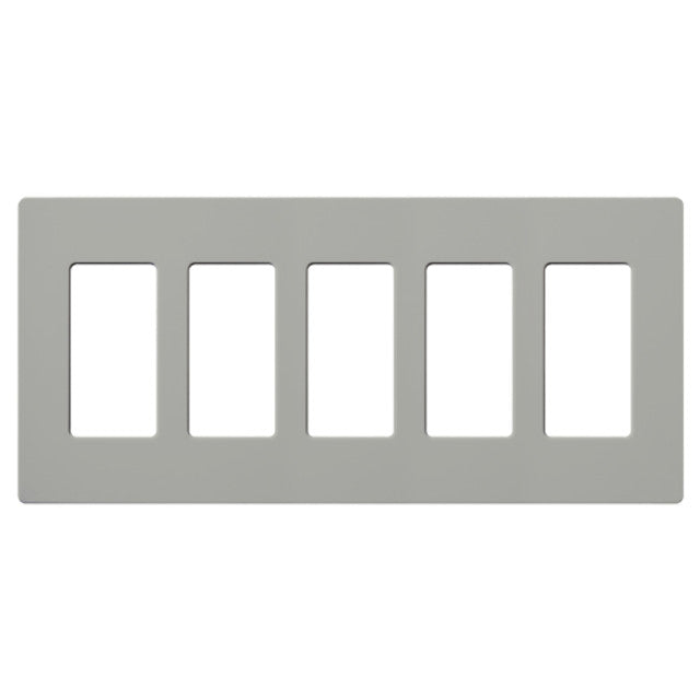 Lutron CW-5-GR Claro Decora Screwless Wall Plate W/Five Gang, Gray Finish