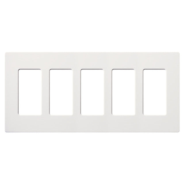 Lutron CW-5-WH Claro Decora Screwless Wall Plate W/Five Gang, White Finish