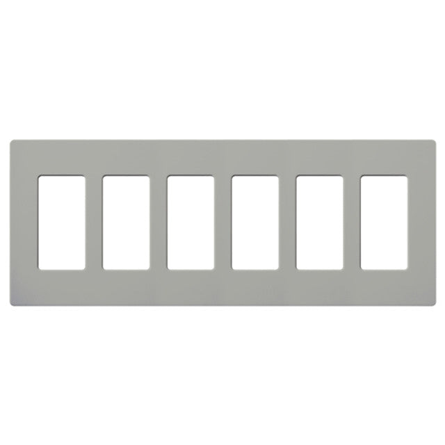 Lutron CW-6-GR Claro Decora Screwless Wall Plate W/Six Gang, Gray Finish