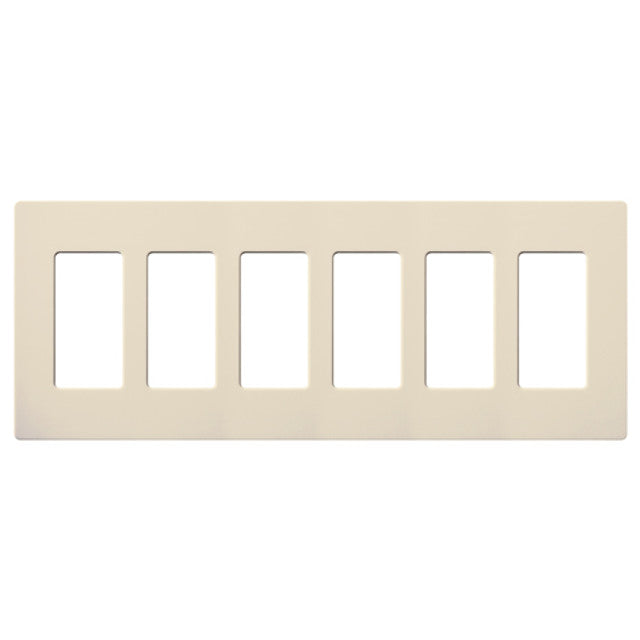 Lutron CW-6-LA Claro Decora Screwless Wall Plate W/Six Gang, Light Almond Finish