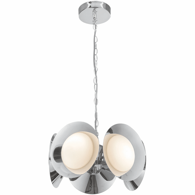 Kuzco Lighting CH77916-CH/OP-UNV Cleo LED 16 inch Opal Glass Chandelier Ceiling Light Chrome Finish