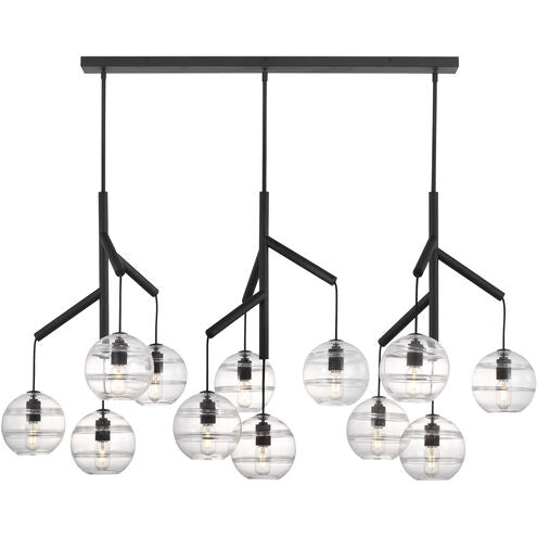 Visual Comfort Architectural 700SDNMPL3CB-LED927 Modern 63" Sedona Single 12-lt LED Chandelier Ceiling Light - 120V - CCT: 2700K - Glass Color: Clear - Finish: Nightshade Black