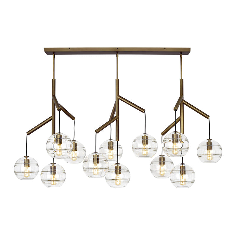 Visual Comfort Architectural 700SDNMPL3CR-LED927 Modern 63" Sedona Single 12-lt LED Chandelier Ceiling Light - 120V - CCT: 2700K - Glass Color: Clear - Finish: Aged Brass