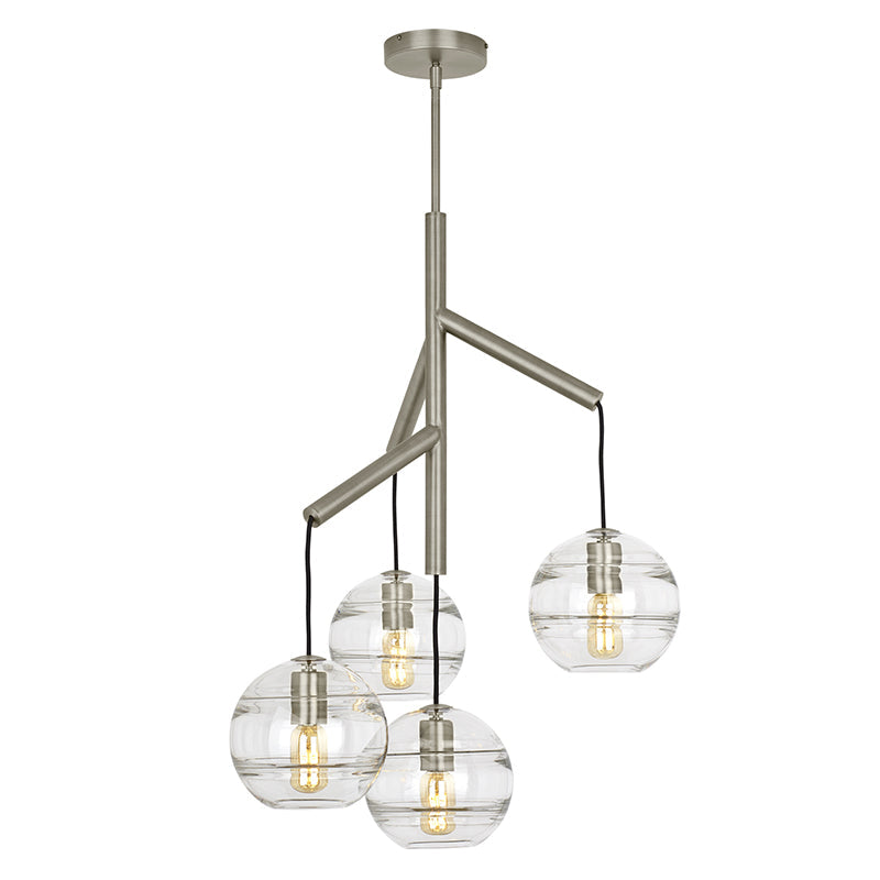 Visual Comfort Architectural 700SDNMPR1CS-LED927 Modern 25" Sedona Single 4-lt LED Chandelier Ceiling Light - 120V - CCT : 2700K - Glass Color: Clear - Finish: Satin Nickel