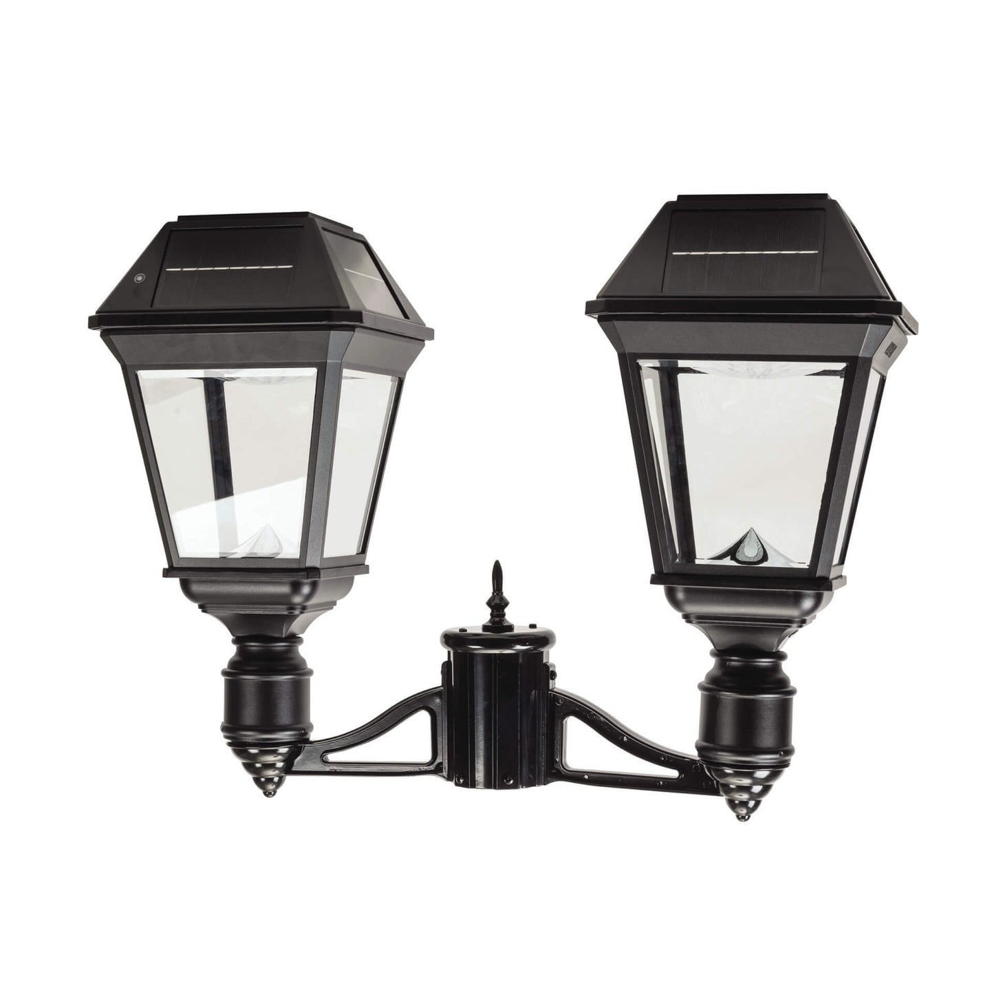 Gama Sonic 97KF20 Imperial III Commercial Solar Double Post Light with Dual Color Temperature and 3″ Fitter, Black Finish