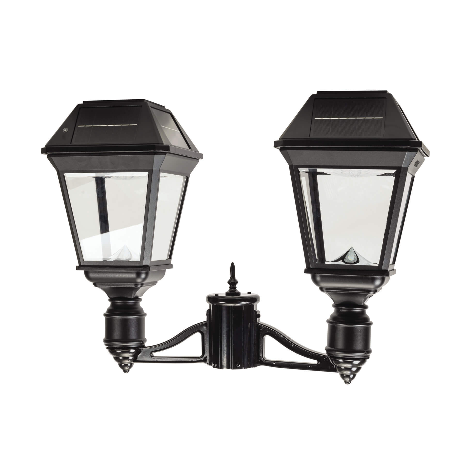 Gama Sonic 97KF20 Imperial III Commercial Solar Double Post Light with Dual Color Temperature and 3″ Fitter, Black Finish