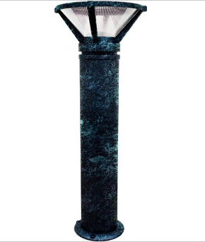Dabmar Lighting D480-L12-40K-VG 120V-277V G24 LED 12W 40K Powder Coated Cast Aluminium Ribbed Bollard Light, Verde Green Finish