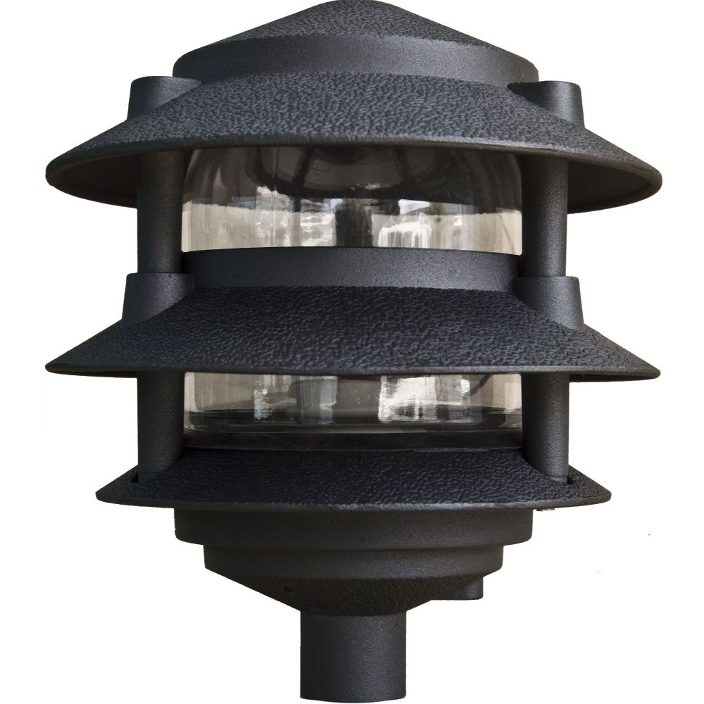 Dabmar Lighting D5000-10T-B LED Cast Aluminum Pagoda Light, 3 Tier, 1/2" Base, 120V, E26 No Lamp, Black Finish