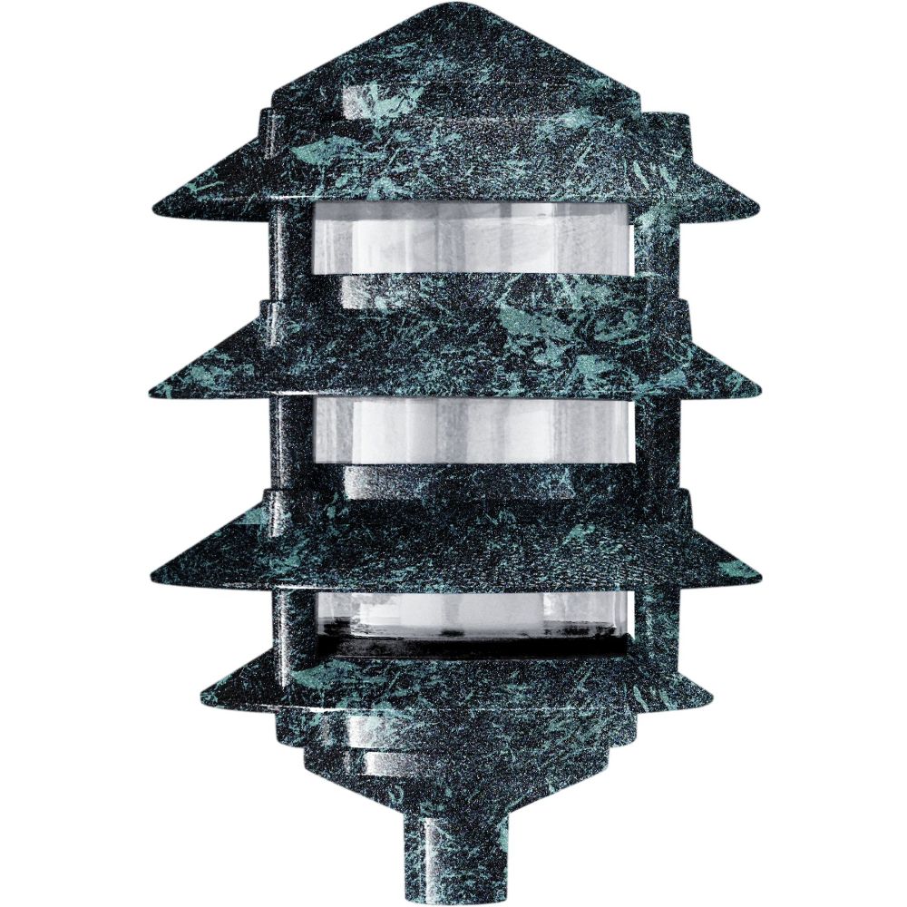 Dabmar Lighting D5100-310-VG Cast Aluminum Pagoda 4-Tier 3" Base 10" Top, E26, No Lamp, Verde Green Finish
