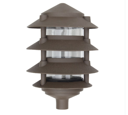 Dabmar Lighting D5100-L6-30K-10T-BZ Cast Aluminum Pagoda 4-Tier 1/2" Base 10" Top, E26, Color Temperature 3000K, Bronze Finish
