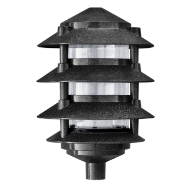 Dabmar Lighting D5100-L6-30K-10T-B Cast Aluminum Pagoda 4-Tier 1/2" Base 10" Top, E26, Color Temperature 3000K, Black Finish