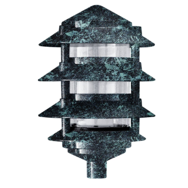 Dabmar Lighting D5100-L12-50K-310-VG Cast Aluminum Pagoda 4-Tier 3" Base 10" Top, Color Temperature 5000K, G24, Verde Green Finish