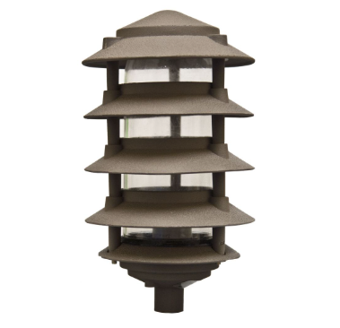 Dabmar Lighting D5500-L12-30K-310-BZ Cast Aluminum Pagoda 5-Tier 3" Base 10" Top, G24, Color Temperature 3000K, Bronze Finish