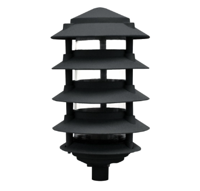 Dabmar Lighting D5500-L6-60K-10T-B Cast Aluminum Pagoda 5-Tier 1/2" Base 10" Top, E26, Color Temperature 6000K, Black Finish