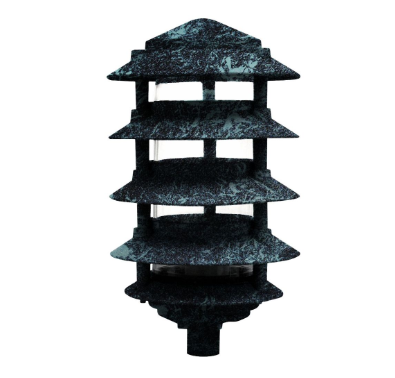 Dabmar Lighting D5500-L12-30K-VG Cast Aluminum Pagoda 5-Tier 1/2" Base 6" Top, G24, Color Temperature 3000K, Verde Green Finish
