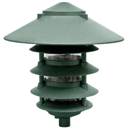 Dabmar Lighting D5500-L12-40K-10T-G Powder Coated 5-Tier Cast Aluminum Pagoda Light, 0.5 in. Base, 10 in. Top, Voltage 120V, Color Temperature 40K, Wattage 12W, Green
