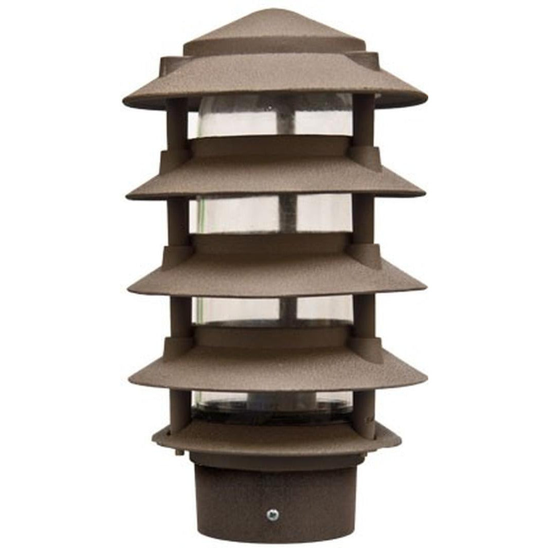 Dabmar Lighting D5500-L12-40K-3B-BZ Powder Coated 5-Tier Cast Aluminum Pagoda Light, 3 in. Base, 6 in. Top, Voltage 120V, Color Temperature 40K, Wattage 12W, Bronze