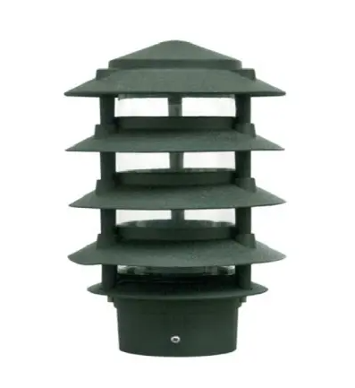Dabmar Lighting D5500-L12-40K-G Powder Coated 5-Tier Cast Aluminum Pagoda Light 0.5 in. Base & 6 in. Top, Voltage 120V, Color Temperature 40K, Wattage 12W, Green