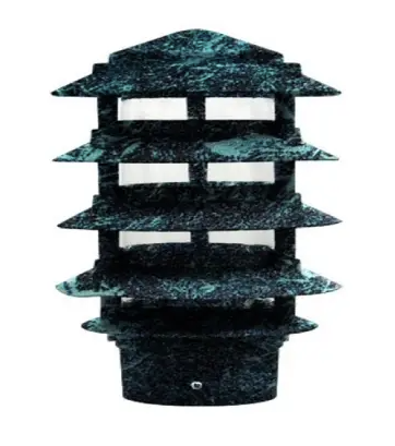 Dabmar Lighting D5500-L12-40K-3B-VG Powder Coated 5-Tier Cast Aluminum Pagoda Light, 3 in. Base, 6 in. Top, Voltage 120V, Color Temperature 40K, Wattage 12W, Verde Green