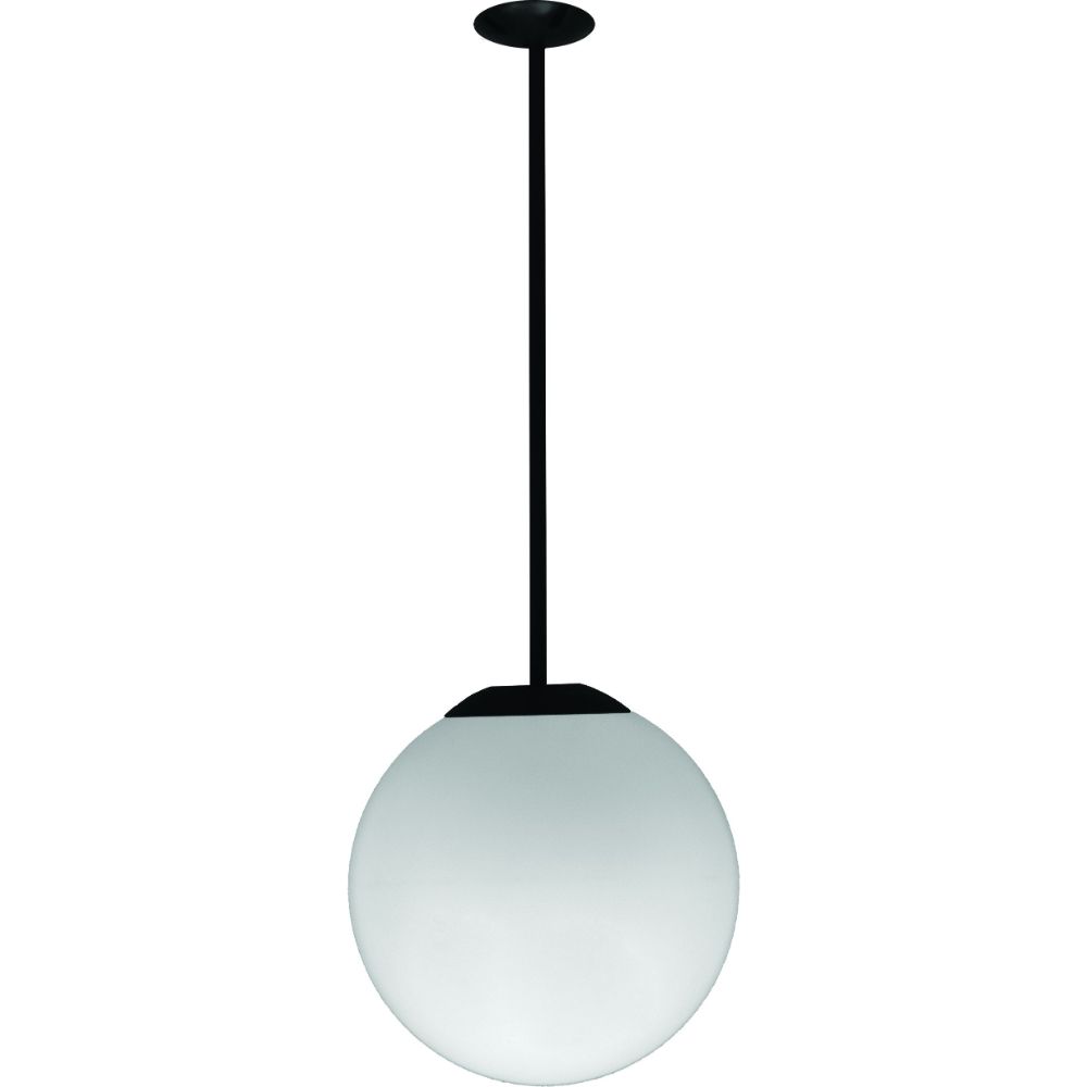 Dabmar Lighting D7502-24-L18-30K-W LED Cast Aluminum Drop Down 18" Globe Ceiling Fixture, 120V-277V, E26, Color Temperature 3000K, White Finish