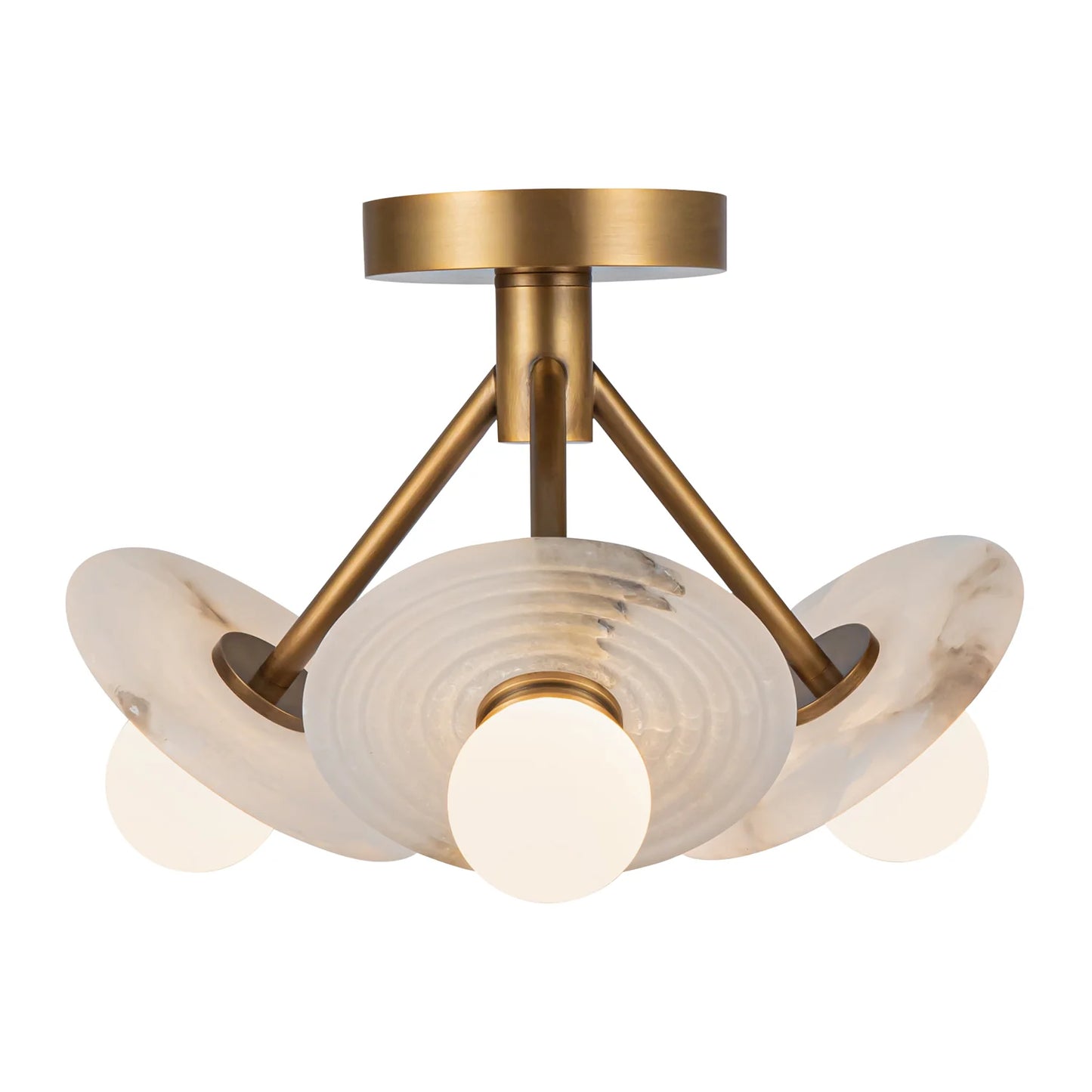Alora Lighting SF346313VBAR Dahlia LED 13 inch Semi Flush Mount Ceiling Light in Vintage Brass and Alabaster