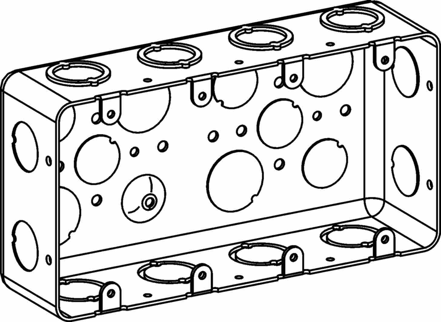 Orbit DHB-4 Four-Gang Electric Box 2-1/8" Deep Handy Box W/ CKO & 1/2" Knockouts