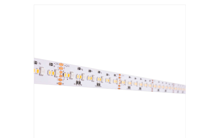 Close-up of a LED strip on a white background