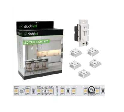Diode LED DI-KIT-24V-BC2SXR160-4000 16.4-ft Blaze Tape Light Kit w/ Switchex+R1, Wattage 2.93W, Lumens 265 lm, Voltage 24V, Color Temperature 4000K