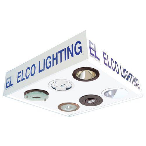 Elco Lighting DISP-F4 2' x 2' x 6" Chain Mounted Display Box, (3) 4" Low Voltage Housings, (3) 4" Line Voltage Housings, Individually Switched, Drop: Up To 24"