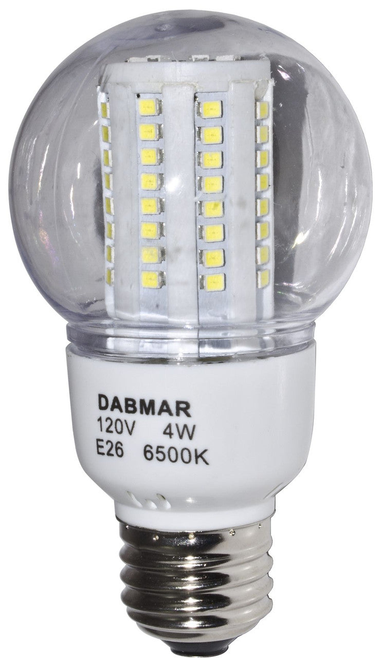 Dabmar Lighting DL-A19-LED-72-65K A19 E26 Base LED Lamp, Wattage 4W, 72 Led's, Voltage 120V, White