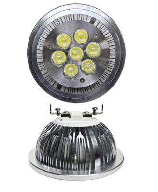 Dabmar Lighting DL-AR111-LED/7-2/64K Screw Terminal Base LED Lamp, Wattage 14W, 7 LEDs, Voltage 12V, Lumens 900 lm, Color Temperature 64K, Super Bright White