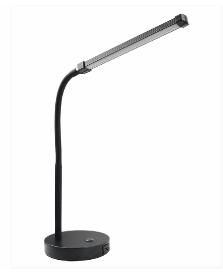 Cyber Tech Lighting DL81HLU-BL-CCT 8W LED Desk Light, Dimmable, W/USB Charger, 3-Color Setting, Black Finish