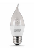 Feit Electric EFC/DM/500/5K/LED 60W Equivalent Dimmable E26 Medium Lamp Base Flame Tip LED Light Bulb, Color Temperature 5000K, Wattage 7.5W, Voltage 120V 4 Pack