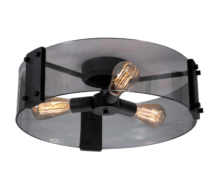 AFX Lighting DNAC18MBBK Dana 19 Inch Med Base Semi-Flush Mount Light, Wattage: 60W Max, Black Finish