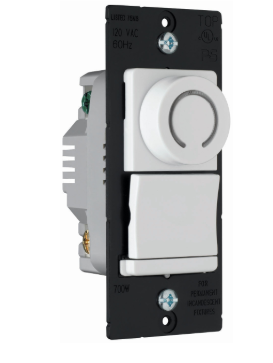 Wattstopper DR703PWV 700W Incandescent Single Pole/3-Way with Pilot Light, Preset Rotary Dimmer, White