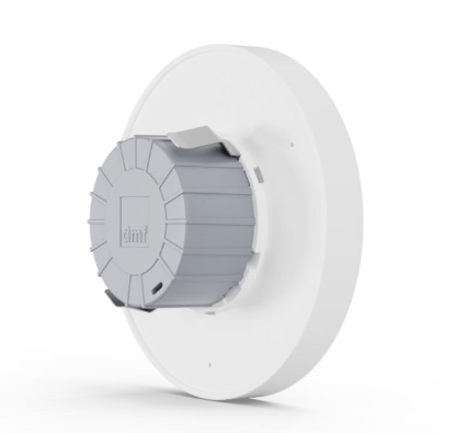 4" white round surface mount LED downlight, DMF Lighting DRD5S4R10927O, shown with a cylindrical attachment.