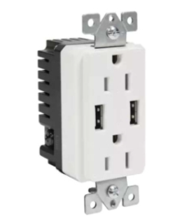 Orbit DRU15-TR-2A 15A Decora Receptacle W/ 2-USB Charger 5VDC 2.1A Tamper Resistant
