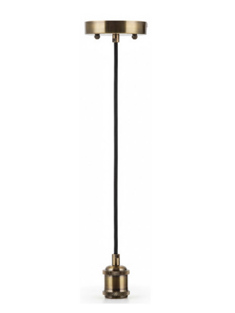 Westgate DSP-066-6FT-AB Decorative Socket Pendant 066 6Ft Blk Cord - Antique Brass Finish