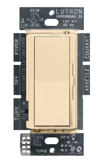Lutron DVCL-153P-IV Diva LED + Dimmer Single Pole / 3-Way Incandescent/Halogen CL, Ivory Finish