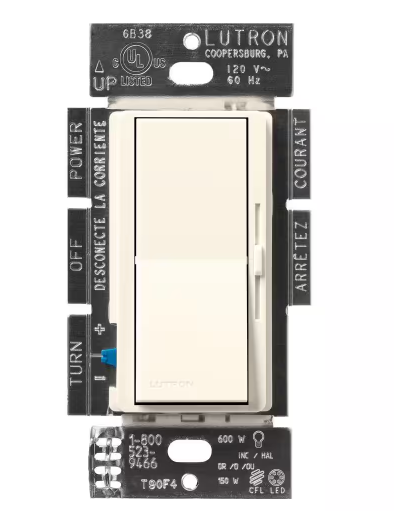 Lutron DVSCCL-153P-BI Diva LED + Dimmer Switch, Single Pole / 3-Way, Biscuit Finish