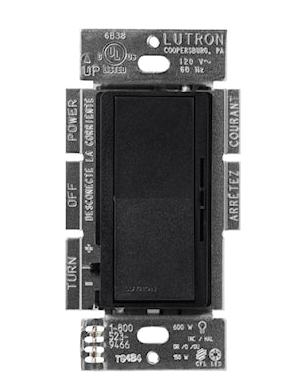 Lutron DVSCCL-153P-MN Diva LED + Dimmer Switch for Dimmable LED Bulbs, Single Pole / 3-Way, Midnight Finish