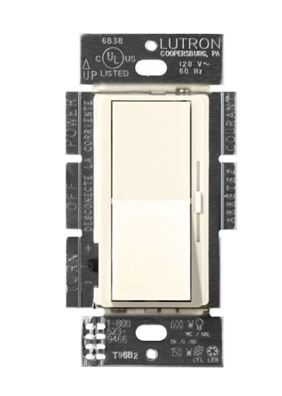 Lutron DVSCF-103P-277BI Lutron Diva 277V Fluorescent Dimmer with Locator Light, Biscuit, Single Pole/3-Way Dimmer Switch