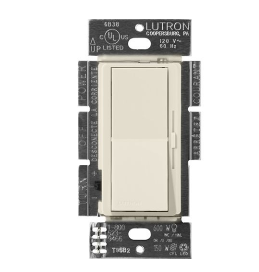 Lutron DVSCF-103P-277PM Lutron Diva 3-Wire Dimmer Switch for Ballasts & LED Drivers, 1000W/6A, Single Pole/3-Way, 277V, Pumice Finish