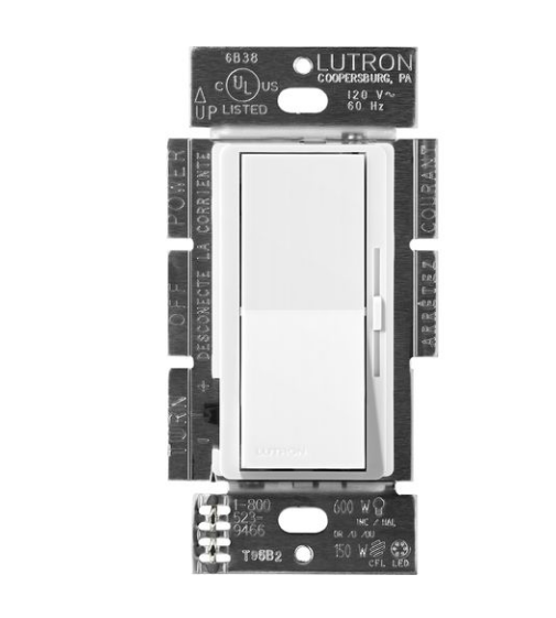 Lutron DVSCF-103P-277SW Lutron Diva 277V Fluorescent Dimmer with Locator Light, Snow Finish, Single Pole/3-Way Compatible