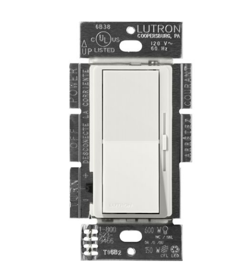 Lutron DVSCF-103P-LG Lutron Diva 3-Wire Dimmer Switch for Ballasts & LED Drivers, 1000W/8A, Single Pole/3-Way, 120V, Lunar Gray Finish