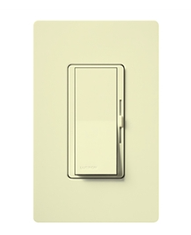 Lutron DVWFSQ-FH-AL Diva 600W Incandescent, 150W CFL or LED Single Pole / 3-Way Dimmer with Wall Plate, Almond Finish