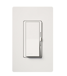 Lutron DVWFSQ-FH-WH Diva 600W Incandescent, 150W CFL or LED Single Pole / 3-Way Dimmer with Wall Plate, White Finish