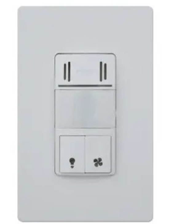 Enerlites DWHOS-W Dual Single Pole Decorator PIR Occupancy Sensor Wall Switch, White