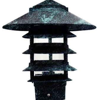 Dabmar Lighting D5500-L12-40K-310-VG Powder Coated 5-Tier Cast Aluminum Pagoda Light, 3 in. Base & 10 in. Top, Voltage 120V, Color Temperature 40K, Wattage 12W, Verde Green